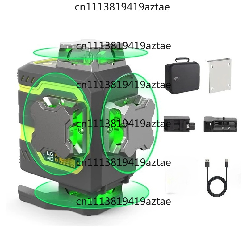 Laser Level 4D 16 Line Green - 16ラインレーザーレベル 360°自動水平調整 4x360 ° プロ仕様4Dグリーンビーム充電式レーザーレベル（タイル張り床施工用）