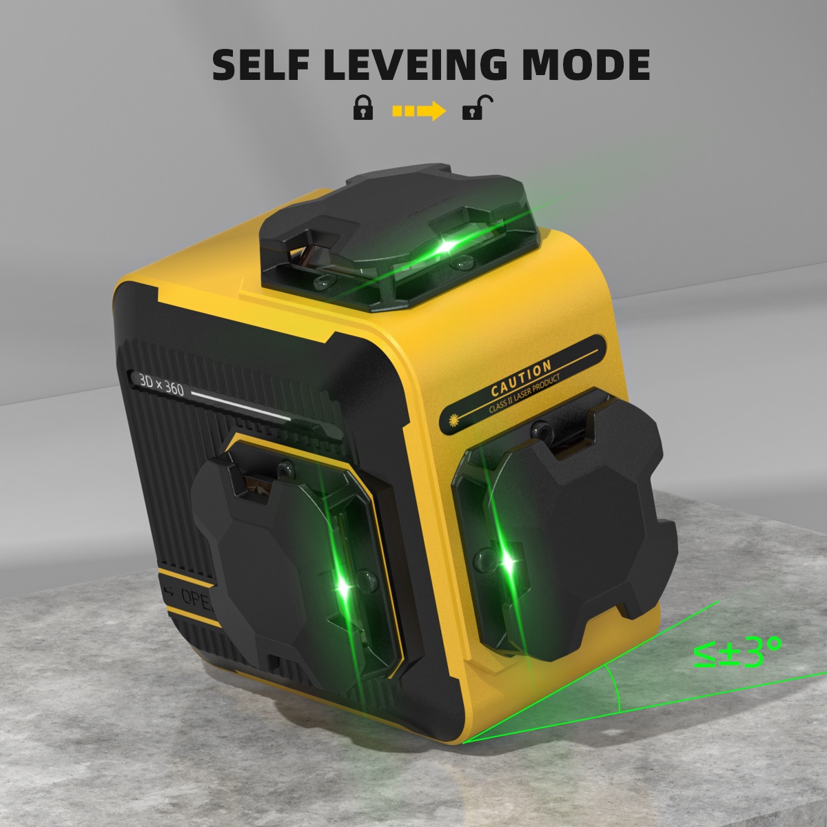 Laser Level 3D Cross Line Self Leveling - M03CG ミニデジタルスピリットレーザーレベル 12ライン 3Dレーザーレベリングマシン 垂直クロス セルフレベリング