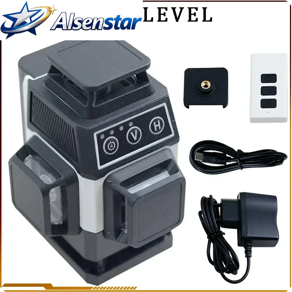 Laser Level 4D 16 Line Green - 16ライン レーザーレベル 4D 自動水平調整機能付き レーザー測量ツール 4x360