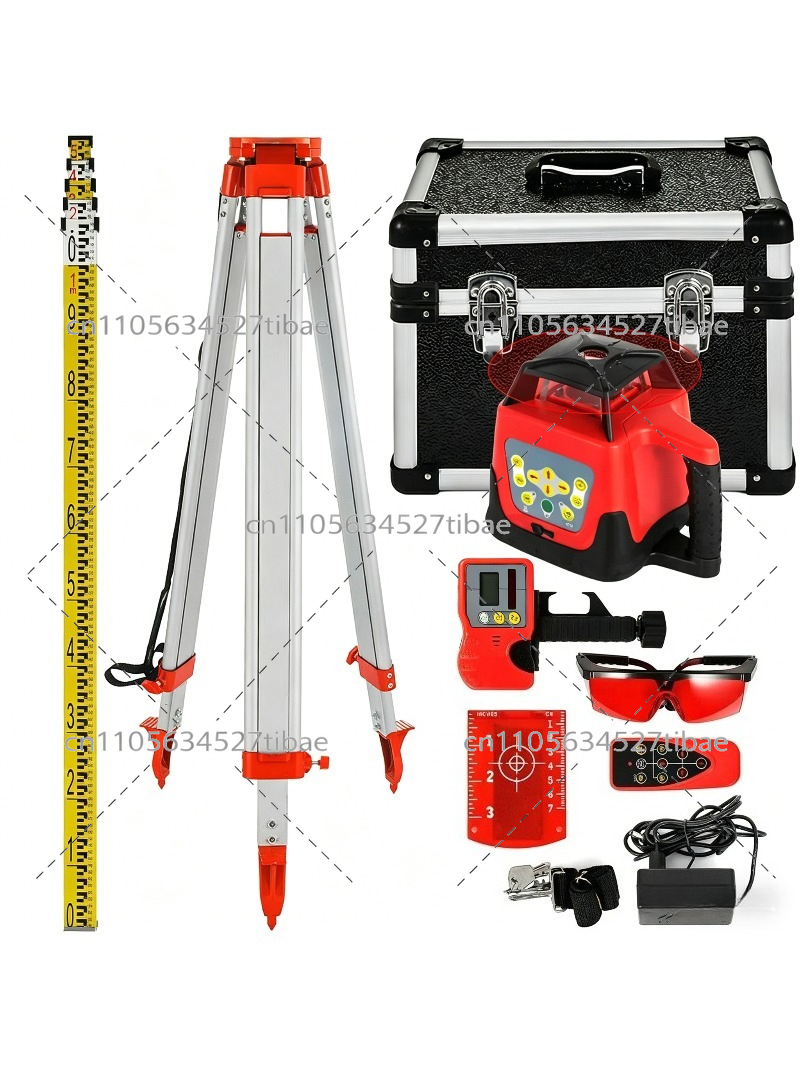 Rotary Laser Level 500M Range - 500m範囲レーザーレベル 赤色光線 ケース付き 自動水平調整回転式 ラインレーザーレベル