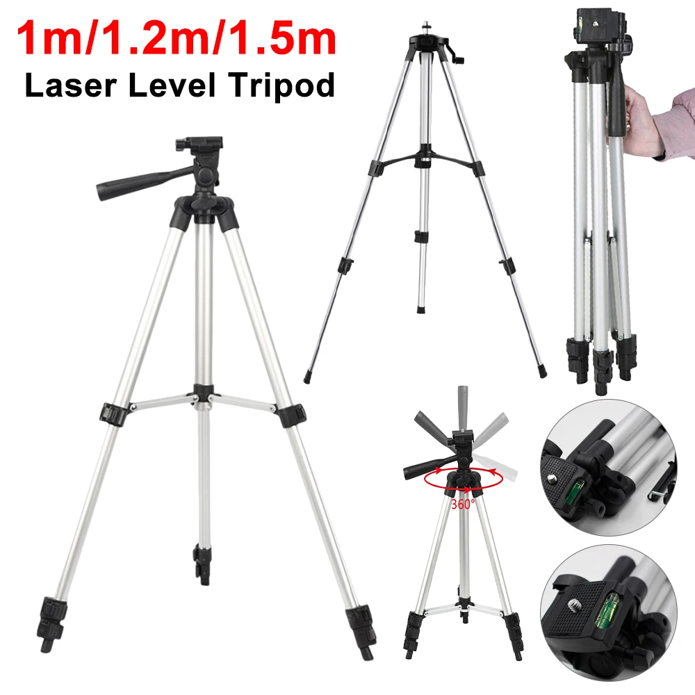 Laser Level Tripod Stand 1.5M - 1M/1.2M/1.5M レーザーレベル三脚 調節可能な高さレベル三脚ブラケット アルミニウム合金三脚スタンド 5/8インチセルフレベリング用