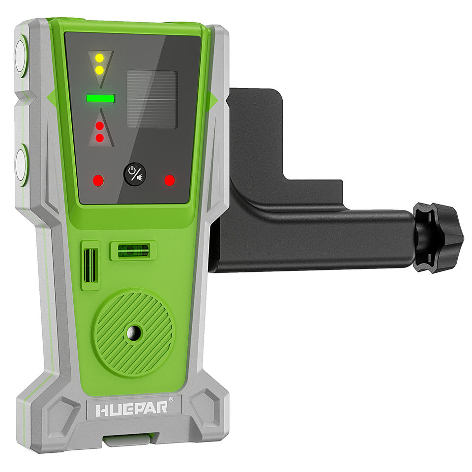 Laser Level With Receiver Detector - Huepar レーザーレベル受信機検出器、パルスライン付き電気レベリング垂直水平ライン、ダブルランプ 90 dB ブザー付き