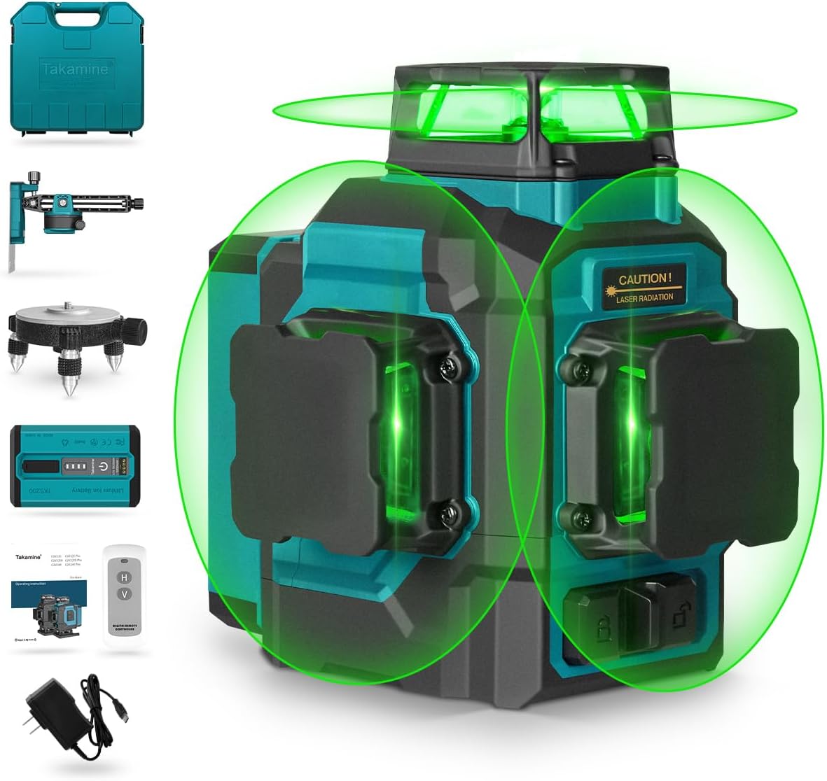 Laser Level 3D Cross Line Self Leveling - 3x360用 ° 12ライン自動水平調整グリーンレーザーレベル、3Dクロスライン、リモコン付き、建築・絵画の取り付けに最適