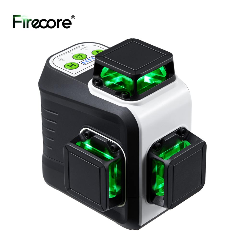 Laser Level 3D Cross Line Self Leveling - Firecore-グリーン3Dレーザーレベル360, 12ライン,セルフレベリング,水平および垂直クロスライン,非常に強力なツール,g50