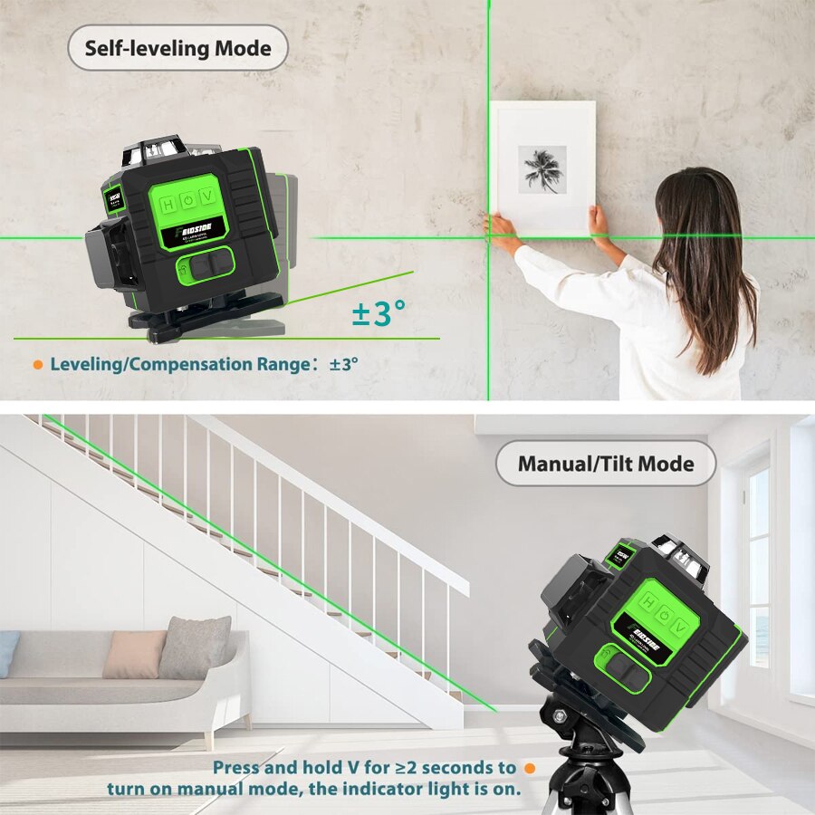 FEIDSIDE 16/12ライン グリーンレーザーレベル  - Laser Level 4D 16 Line Green のレビューと価格