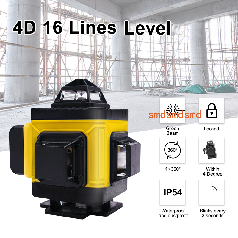 16ライン4Dレーザーレベル水平＆垂直クロスライングリーンビ - Laser Level 4D 16 Line Green のレビューと価格