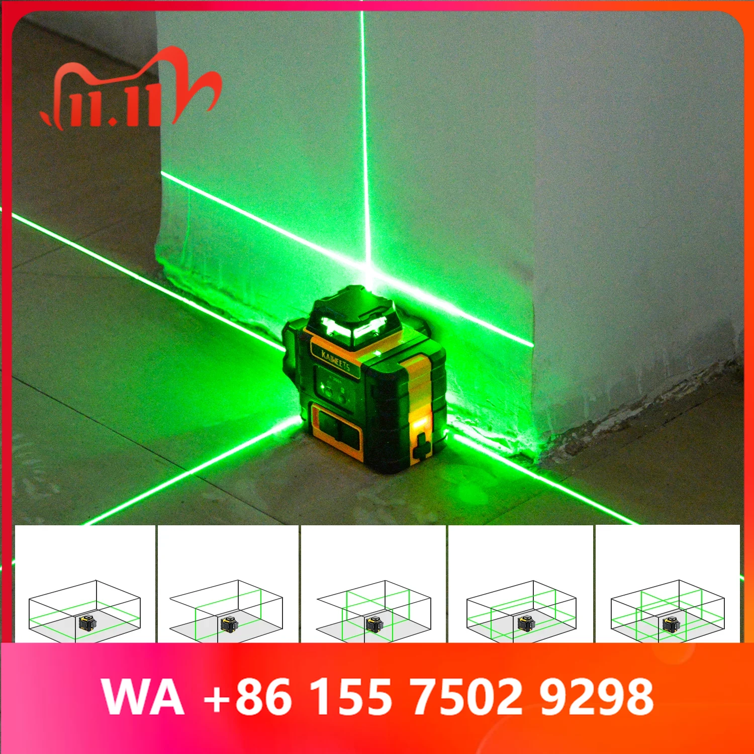 3Dクロスライン式自動水平調整ツール KT360A、360  - Laser Level 3D Cross Line Self Leveling のレビューと価格