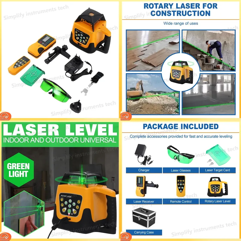 グリーンビーム回転レーザーレベル360度自動水平調整回転レー - Rotary Laser Level 500M Range のレビューと価格