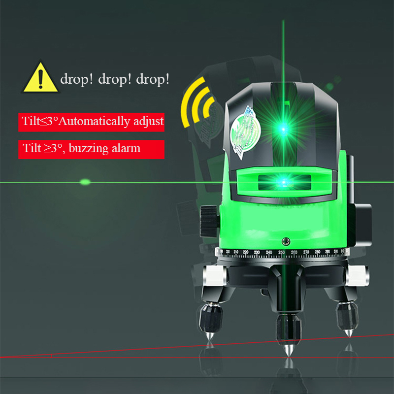 高精度4D強力ライトグリーンレーザーレベル360 °   セ - Laser Level 3D Cross Line Self Leveling のレビューと価格