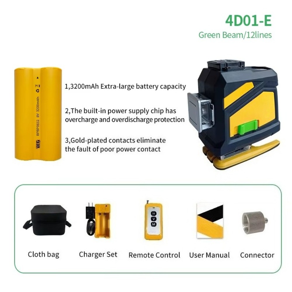高精度12ライングリーンレーザーレベル 超高輝度レッドライト - Laser Level Outdoor Bright Green のレビューと価格