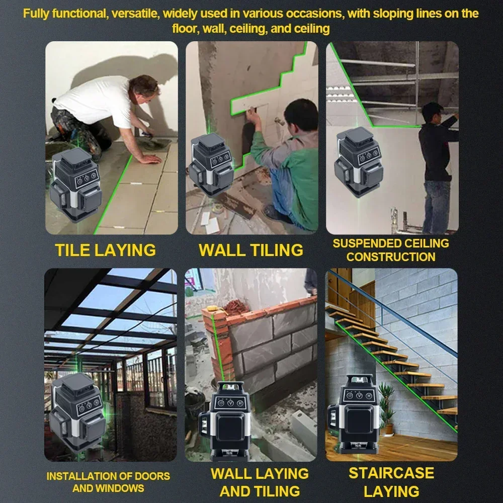 ミニレーザーレベル 12/16ライン 3D/4Dレベル 自動 - Laser Level 3D Cross Line Self Leveling のレビューと価格