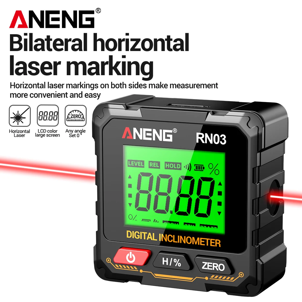 磁気式デジタル角度測定器 ANENG RN03 レーザー傾斜 - Laser Level Rechargeable Usb のレビューと価格