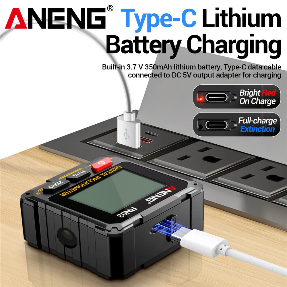 磁気式デジタル角度測定器 ANENG RN03 レーザー傾斜 - Laser Level Rechargeable Usb のレビューと価格
