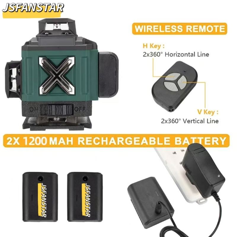 ATV4in1バッテリー駆動調整可能自動回転グリーン16ライ - Laser Level 4D 16 Line Green のレビューと価格
