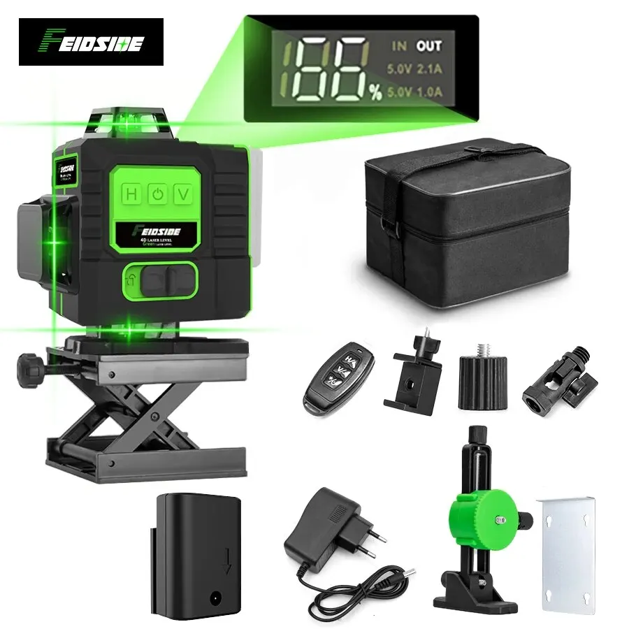 フェイドサイド16/12ライン4d/3dレーザーレベルグリー - Laser Level Outdoor Bright Green のレビューと価格