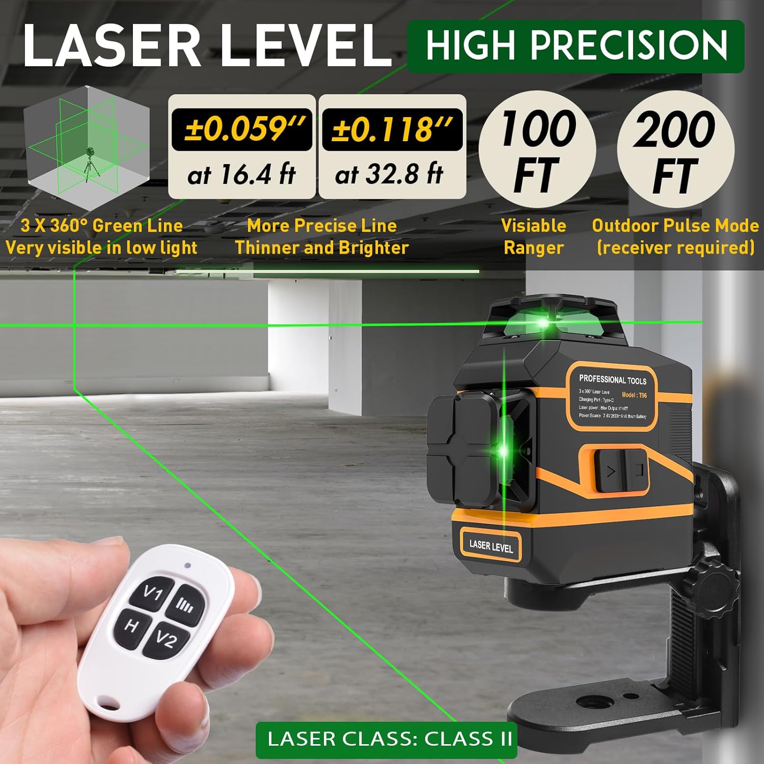 レーザーレベル 3x360 °   セルフレベリング3Dグリ - Laser Level 3D Cross Line Self Leveling のレビューと価格