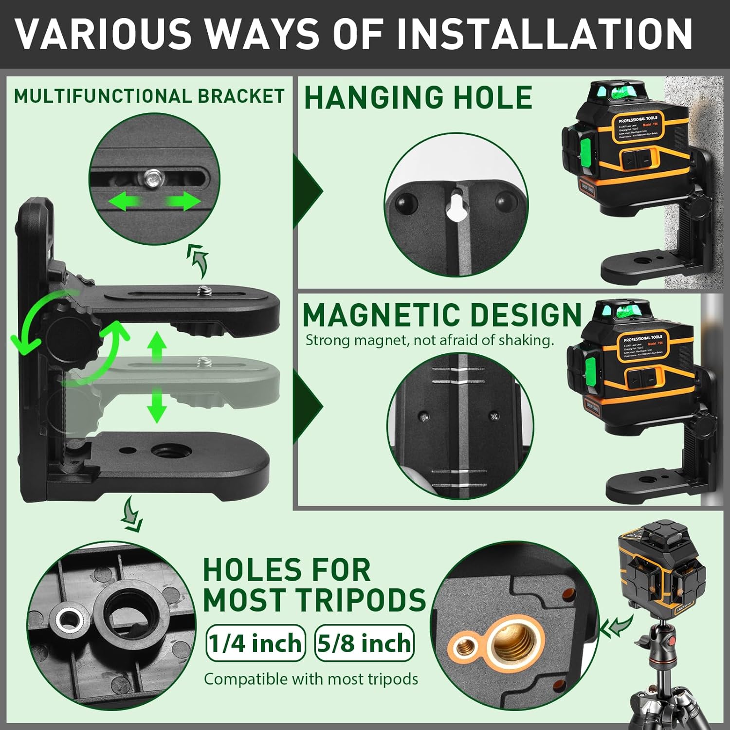 レーザーレベル 3x360 °   セルフレベリング3Dグリ - Laser Level 3D Cross Line Self Leveling のレビューと価格