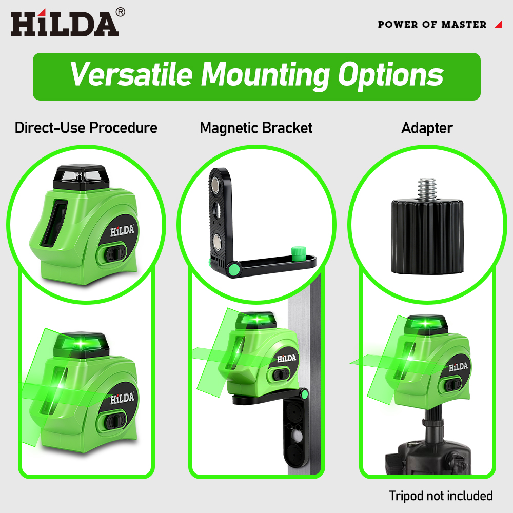 HILDA 5ラインレーザーレベル 360 °   自動水平 - Line Laser Level Magnetic Bracket のレビューと価格