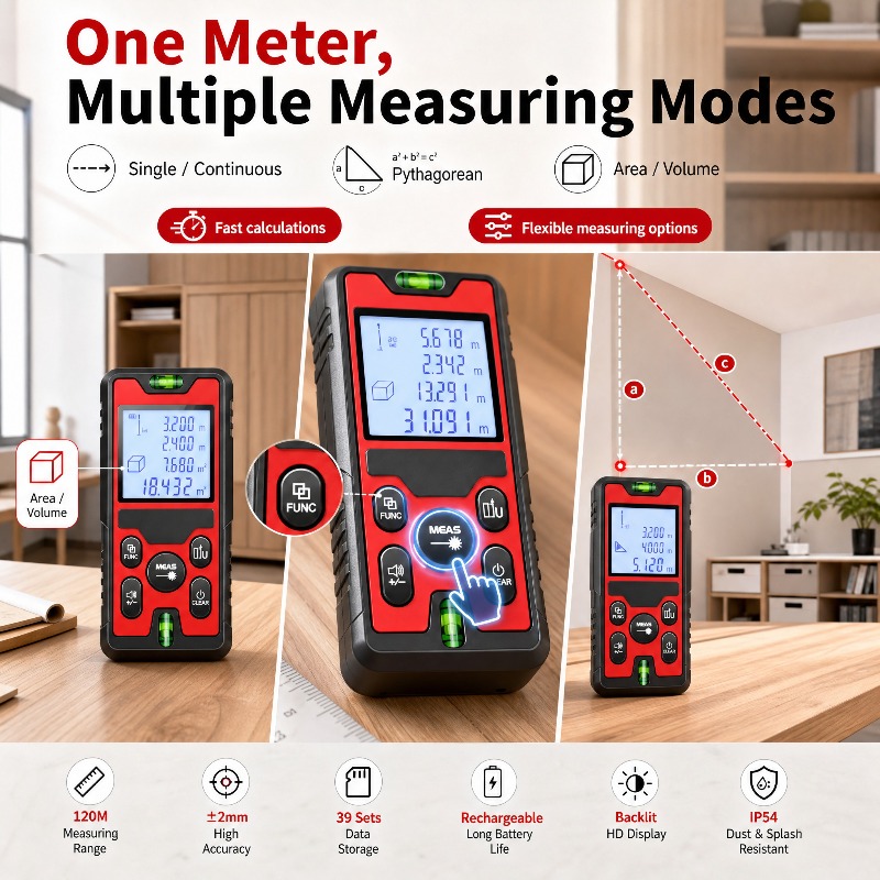 120Mレーザー距離計 USB-C充電式レーザー距離計 バッ - Laser Level Rechargeable Usb のレビューと価格