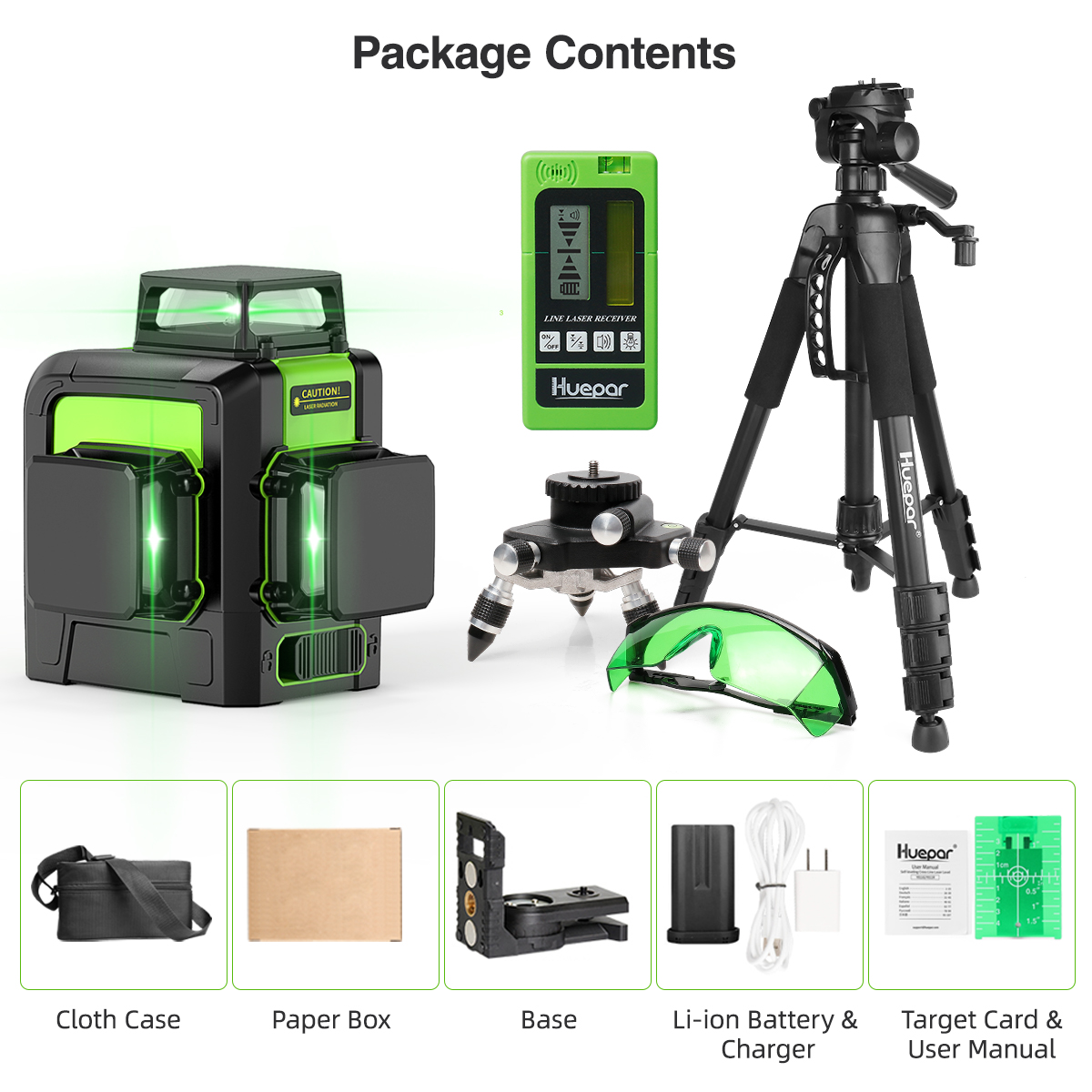 Huepar-osram緑色レーザーセット,12 3Dクロス - Laser Level 3D Cross Line Self Leveling のレビューと価格