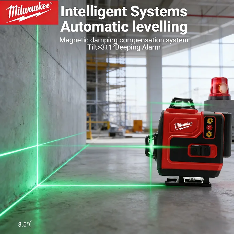 本物のミルウォーキー製4D 16ラインレーザー。高精度、グリ - Laser Level 4D 16 Line Green のレビューと価格