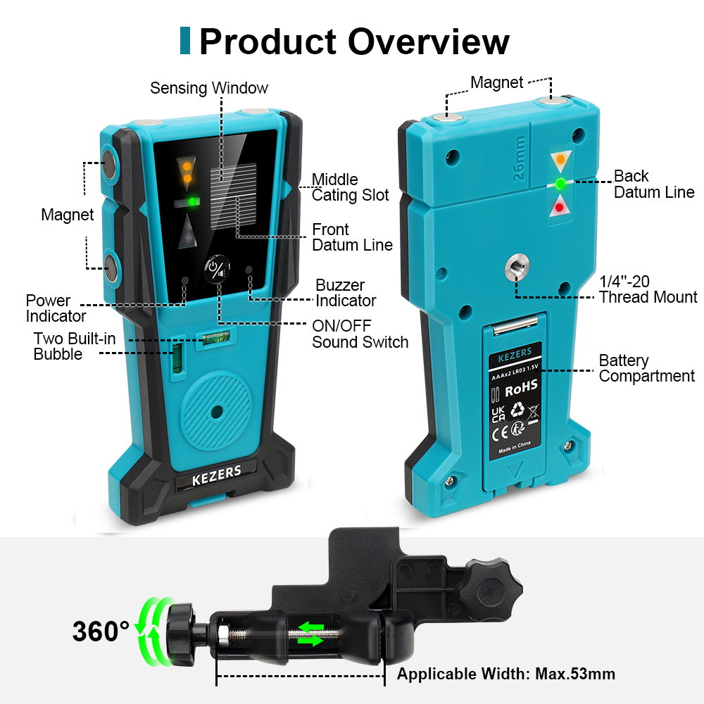 KEZERS 赤緑レーザーレベル受信機検出器 KL4D-05 - Laser Level With Receiver Detector のレビューと価格