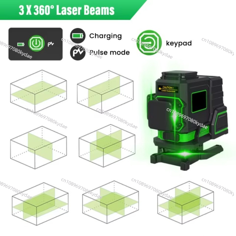 レーザーレベル用三脚 ミニグリーンクロス 12ライン 自動水 - Laser Level 3D Cross Line Self Leveling のレビューと価格